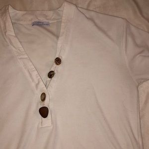 Funky Button V neck Tee